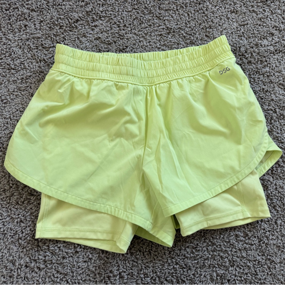 DSG Neon Yellow Double-Layer Athletic Shorts